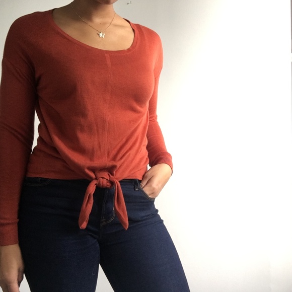 Madewell Sweaters - Madewell Modern Tie-front Sweater - Rusty Torch